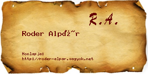 Roder Alpár névjegykártya